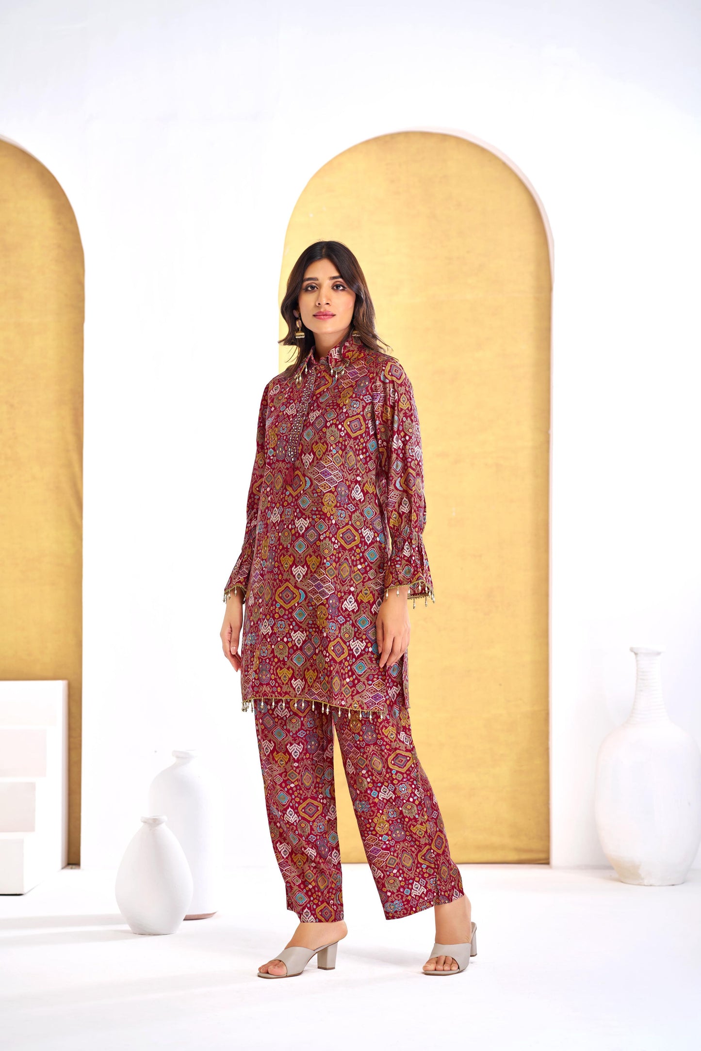BulBul Pratiksha Red Co-Ord Set - Swadesiicart