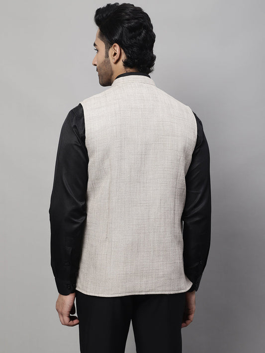 Even Apparels Men's Beige Nehru Jacket With Welt Pockets | Swadesiicart