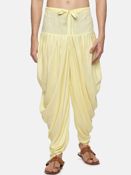 Sethukrishna Men Yellow Solid Dhoti Pant | Swadesiicart