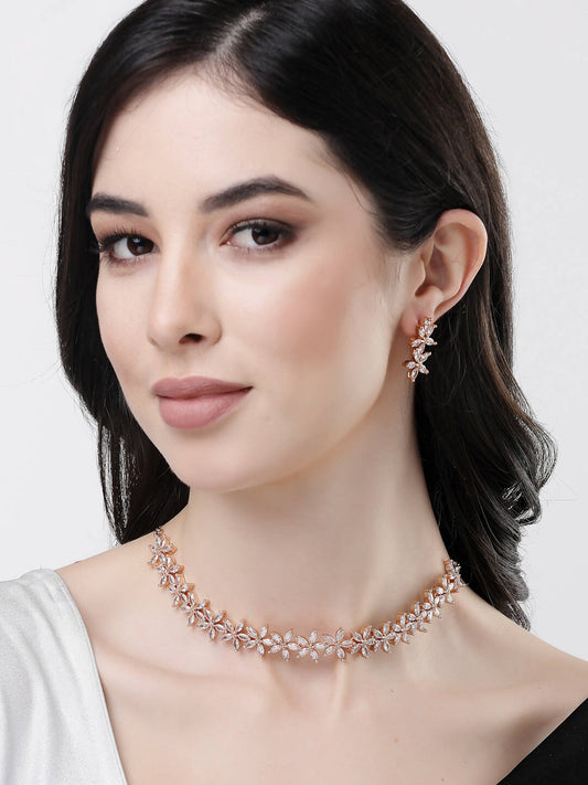 NVR Women Gold-Polished Cz Stone Handcrafted Jewellery Set - NR Retail-NVR