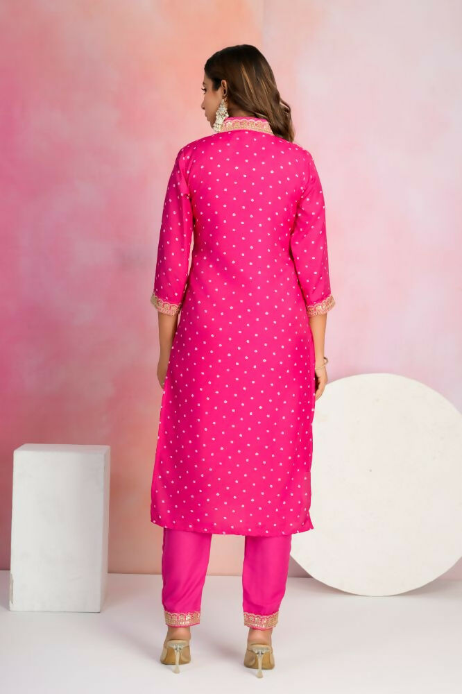 Ethnic Festive Wear Viscose Chanderi Pink Stitched Suit With Dupatta - Tanisha | Swadesiicart