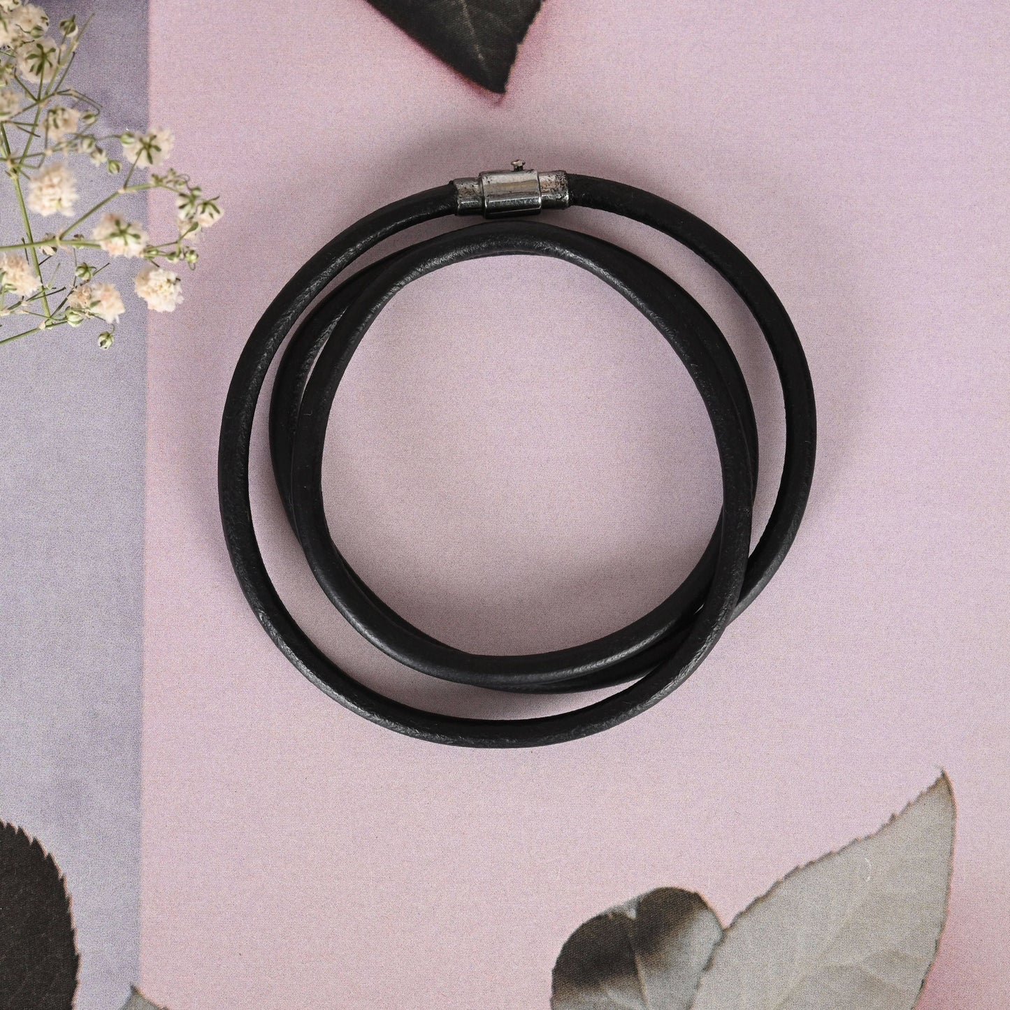 NVR Men Black Wraparound Bracelet - Swadesiicart