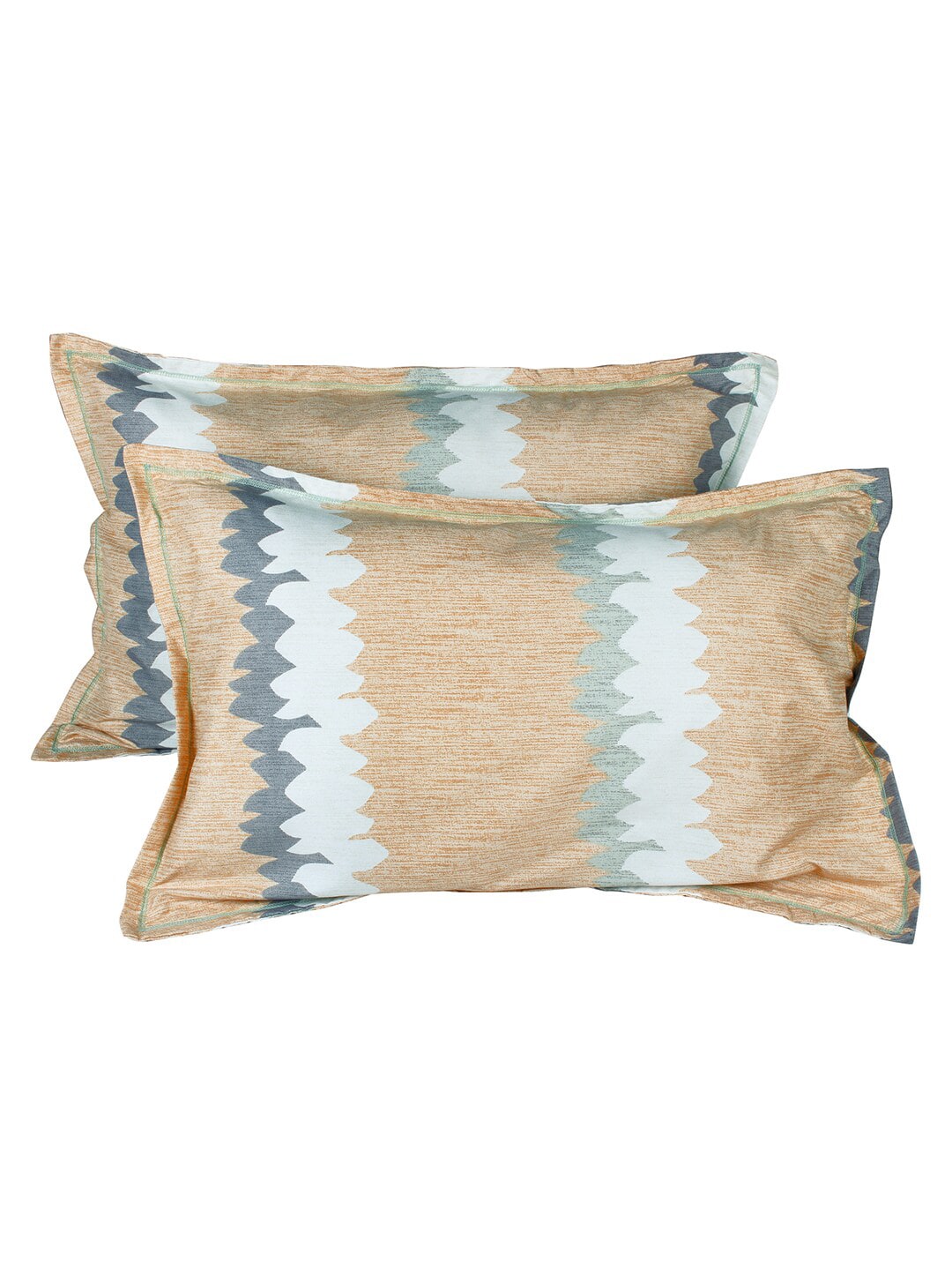 Story@home Grey & Peach-Coloured Striped 180 TC Queen Bedsheet With 2 Pillow Covers - Swadesiicart