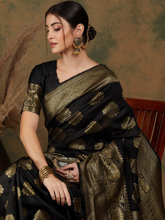 Sangria Ethnic Motif Woven-Design Banarasi Sarees | Swadesiicart