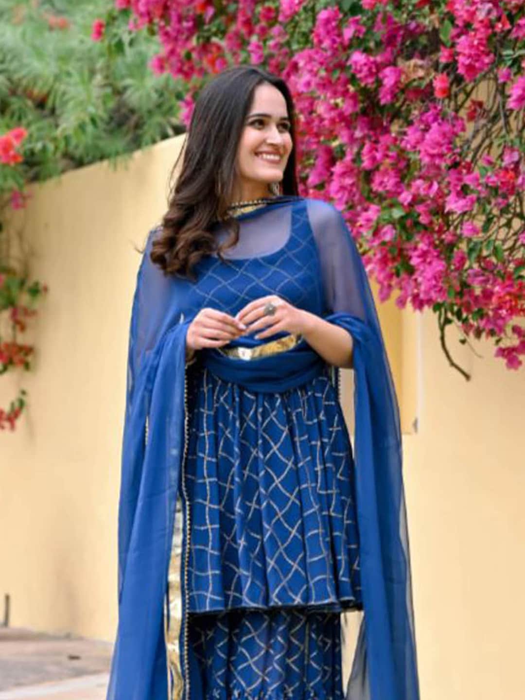 Kalini Geometric Printed Kurta with Sharara & With Dupatta | Swadesiicart