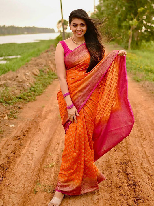 Kalini Ethnic Motifs Woven Design Zari Banarasi Saree | Swadesiicart
