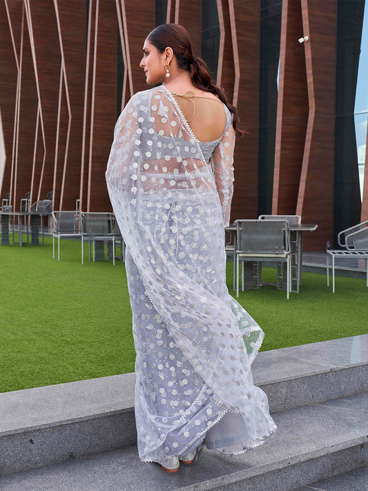 Tikhi Imli Embellished Net Saree | Swadesiicart