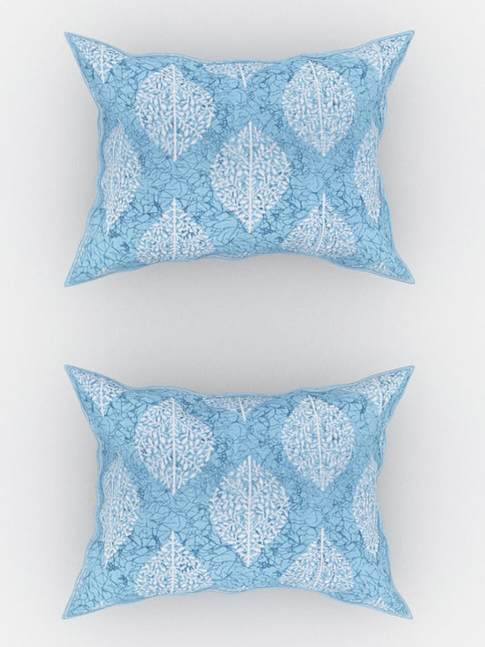 Urban Magic Blue Ethnic Motifs Printed Cotton 104 TC Queen Bedsheet With 2 Pillow Covers - Swadesiicart