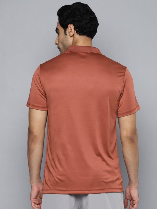 Alcis Men Rust Printed Polo Collar Slim Fit T-shirt | Swadesiicart