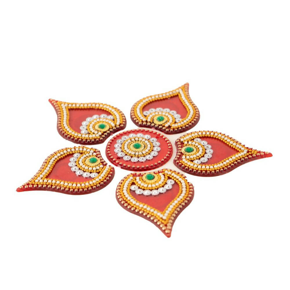 Kundan HandiKrafts Designer Modak Rangoli Red (Baby) - Swadesiicart