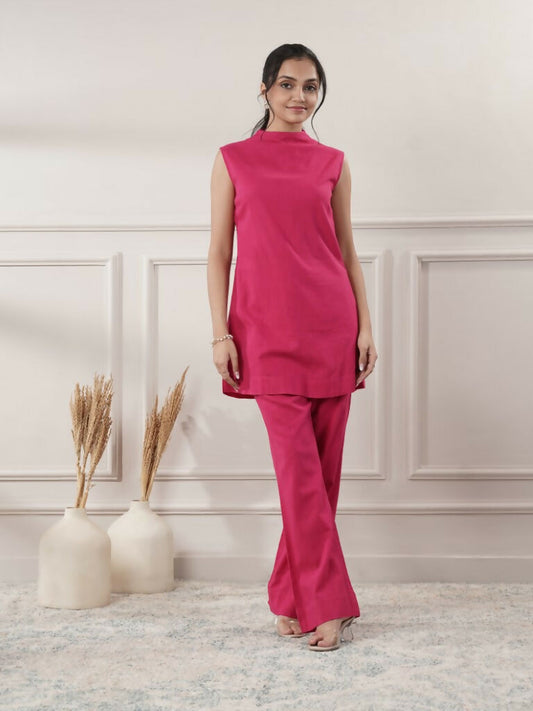 Joban Fashion Women's Fuchsia Cotton Co-Ord Set - Swadesiicart
