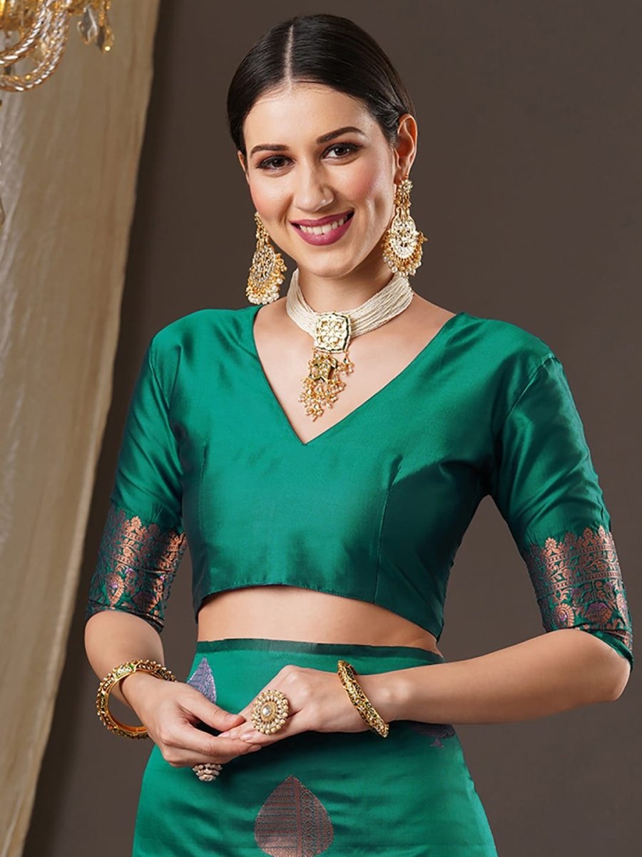 Anouk Ethnic Motifs Zari Banarasi Saree | Swadesiicart