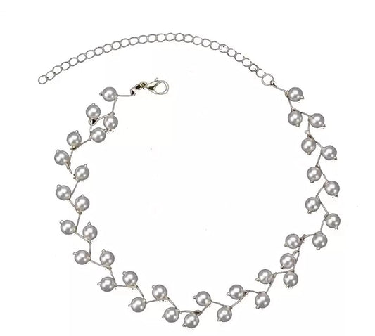 Silver-Toned Alloy Denty Look Pearl Necklace - The Pari