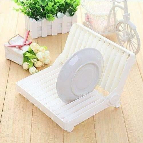 Folding Plastic Kitchen Dish Rack Stand Plate Holder for Bowls Plates - 2 Slots - Swadesiicart