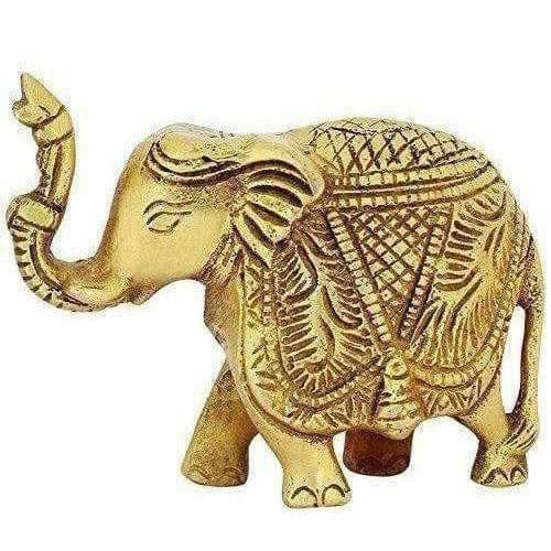 Brass Trunk up Elephant Statues Set of 2 - Showpiece Statue | Swadesiicart