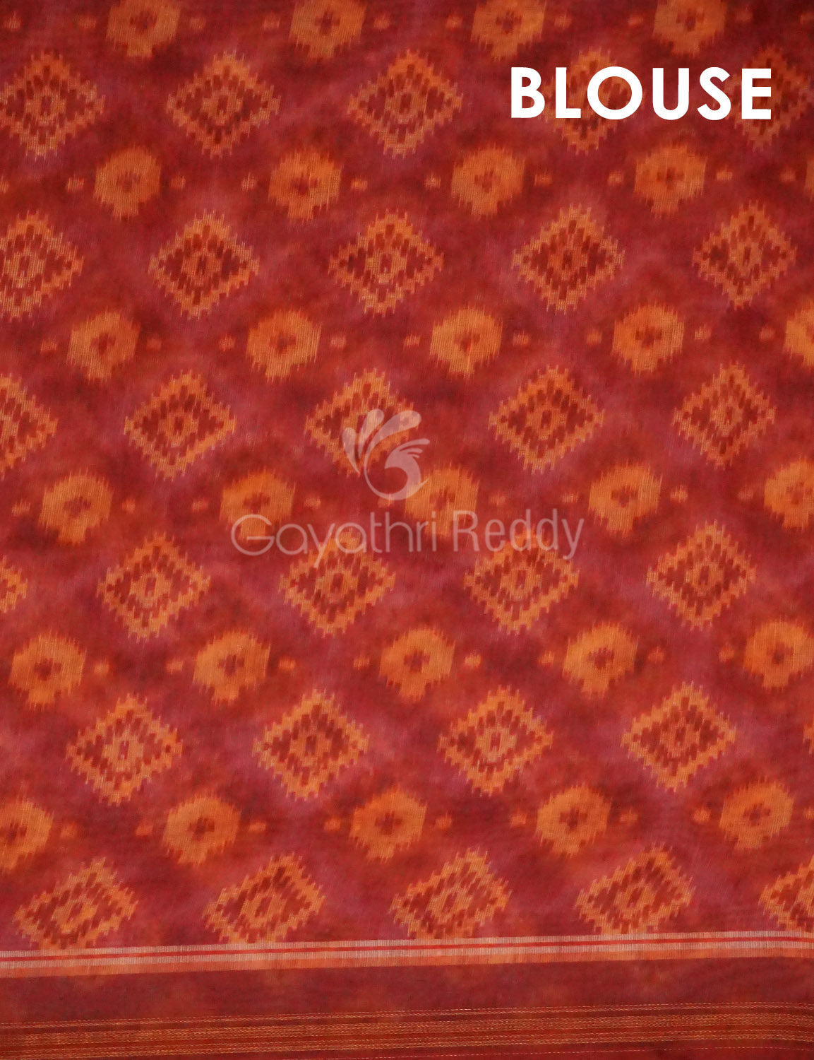 Peachish Orange Diamond Printed Semi Chanderi Saree By Gayathri Reddy Designer Studio | Swadesiicart