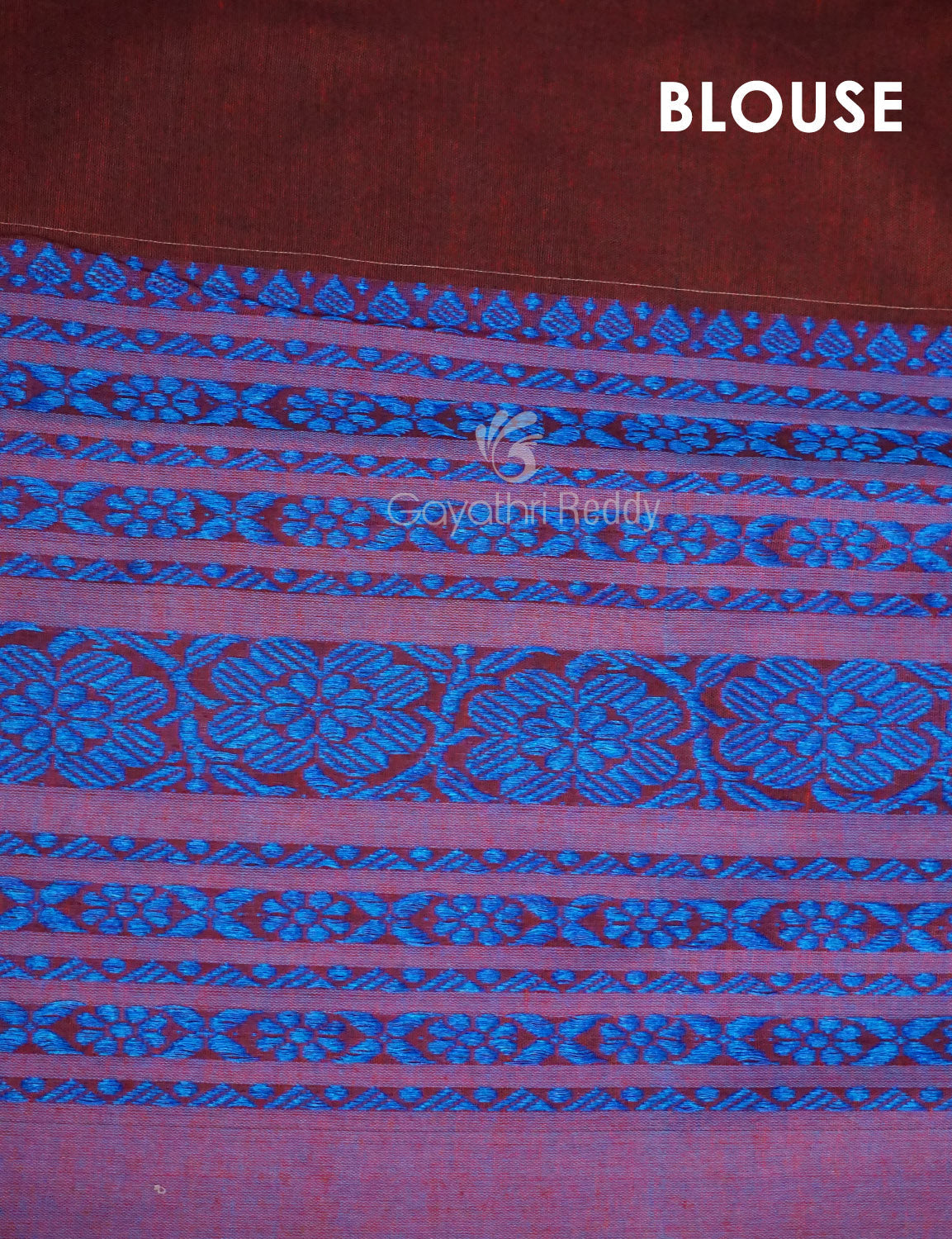 Maroon And Blue Colour Contrast Thread Borders Khadi Cotton Saree By Gayathri Reddy Designer Studio | Swadesiicart