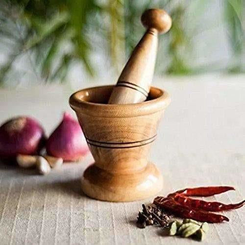 Wooden Spice Masher Mortar & Pestle - Swadesiicart