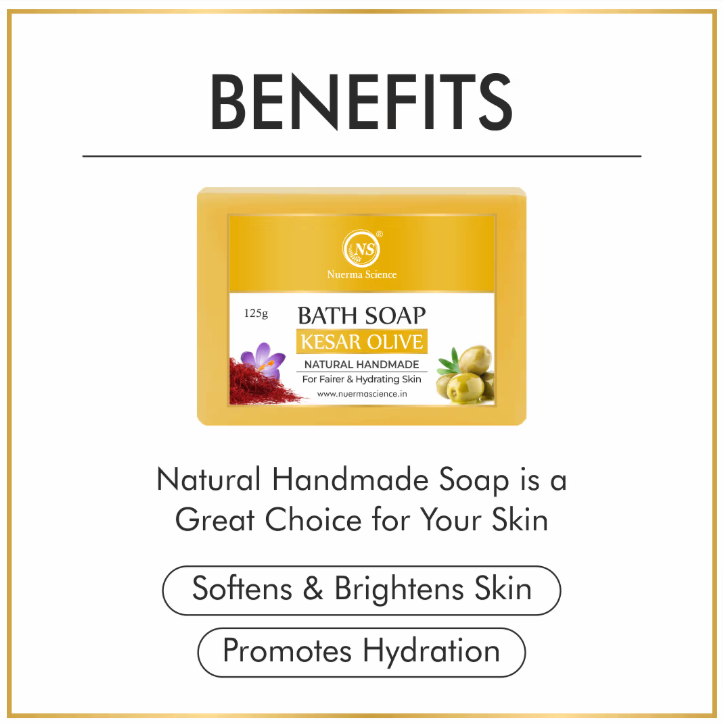 Nuerma Science Kesar Olive Bath Soap | Brightens & Nourishes Skin | Swadesiicart
