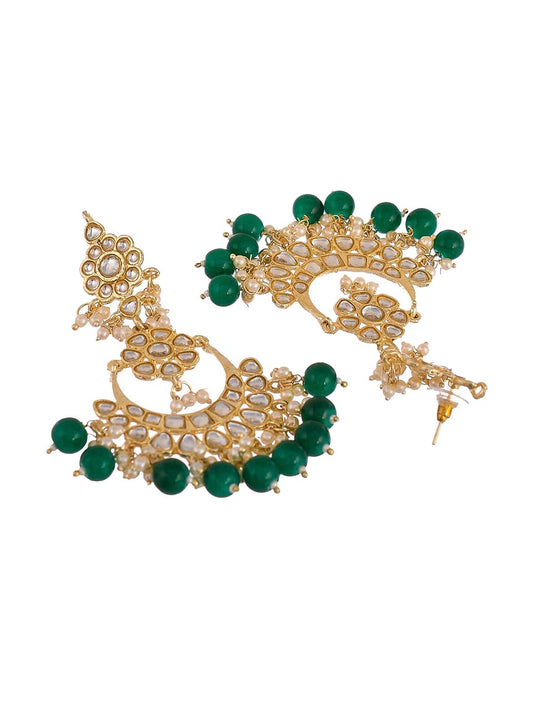 Shoshaa Green Contemporary Chandbalis Earrings | Swadesiicart
