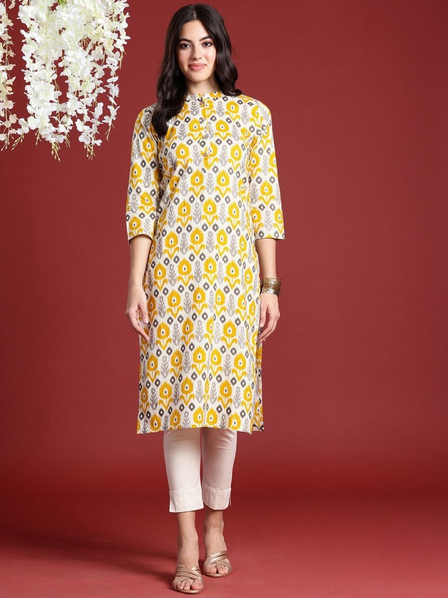 Anouk Ethnic Motifs Ikat Dyed Pure Cotton Kurta - Swadesiicart