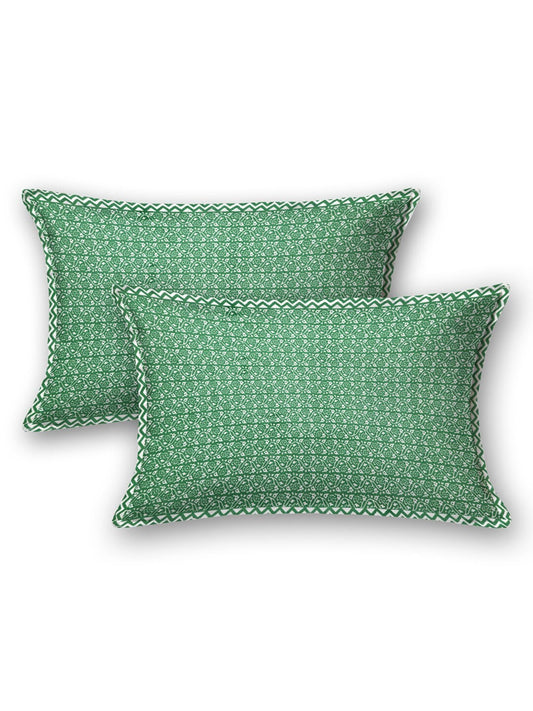 LIVING ROOTS Blue & Green Jaipur Printed 210 TC King Bedsheet with 2 Pillow Covers - Swadesiicart