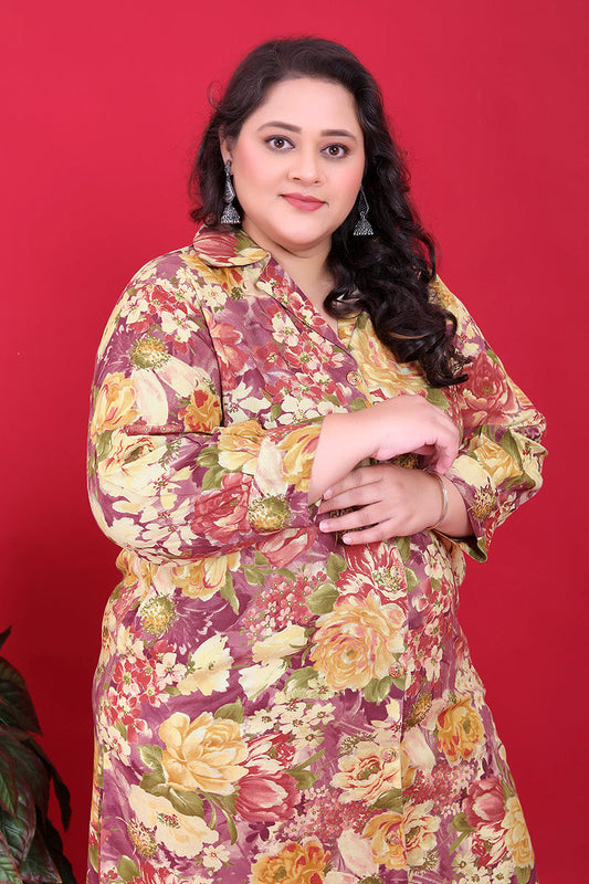 Monjolika Fashion Multicolor Rayon Floral Print Classic Co-Ord Set - Swadesiicart