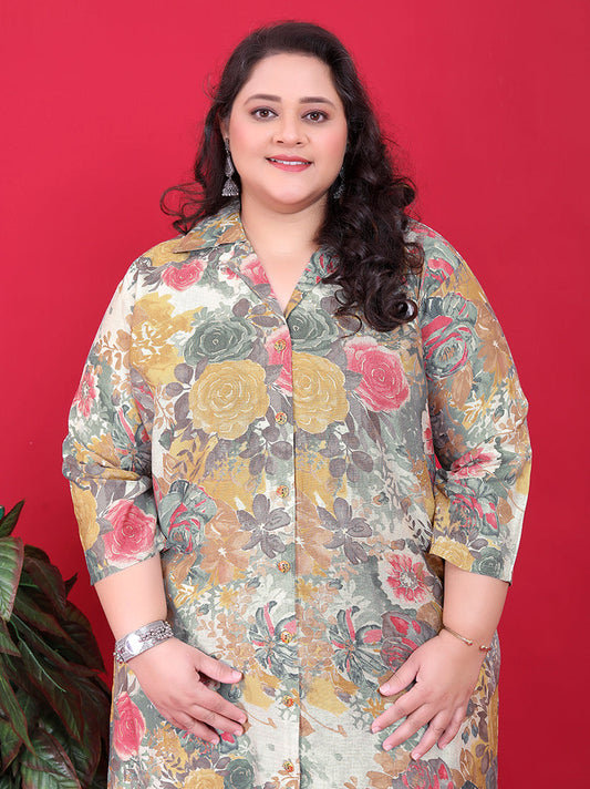 Monjolika Fashion Multicolor Rayon Floral Print Classic Co-Ord Set - Swadesiicart
