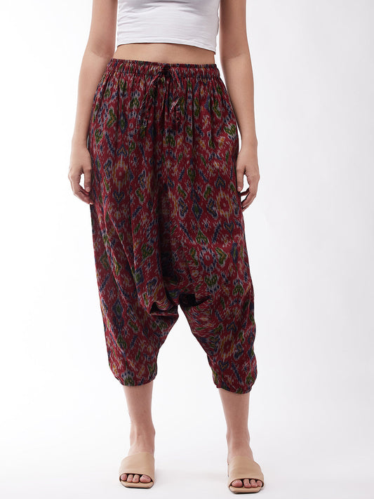 InWeave Women's Abstract Ikkat Harem Pant - Swadesiicart