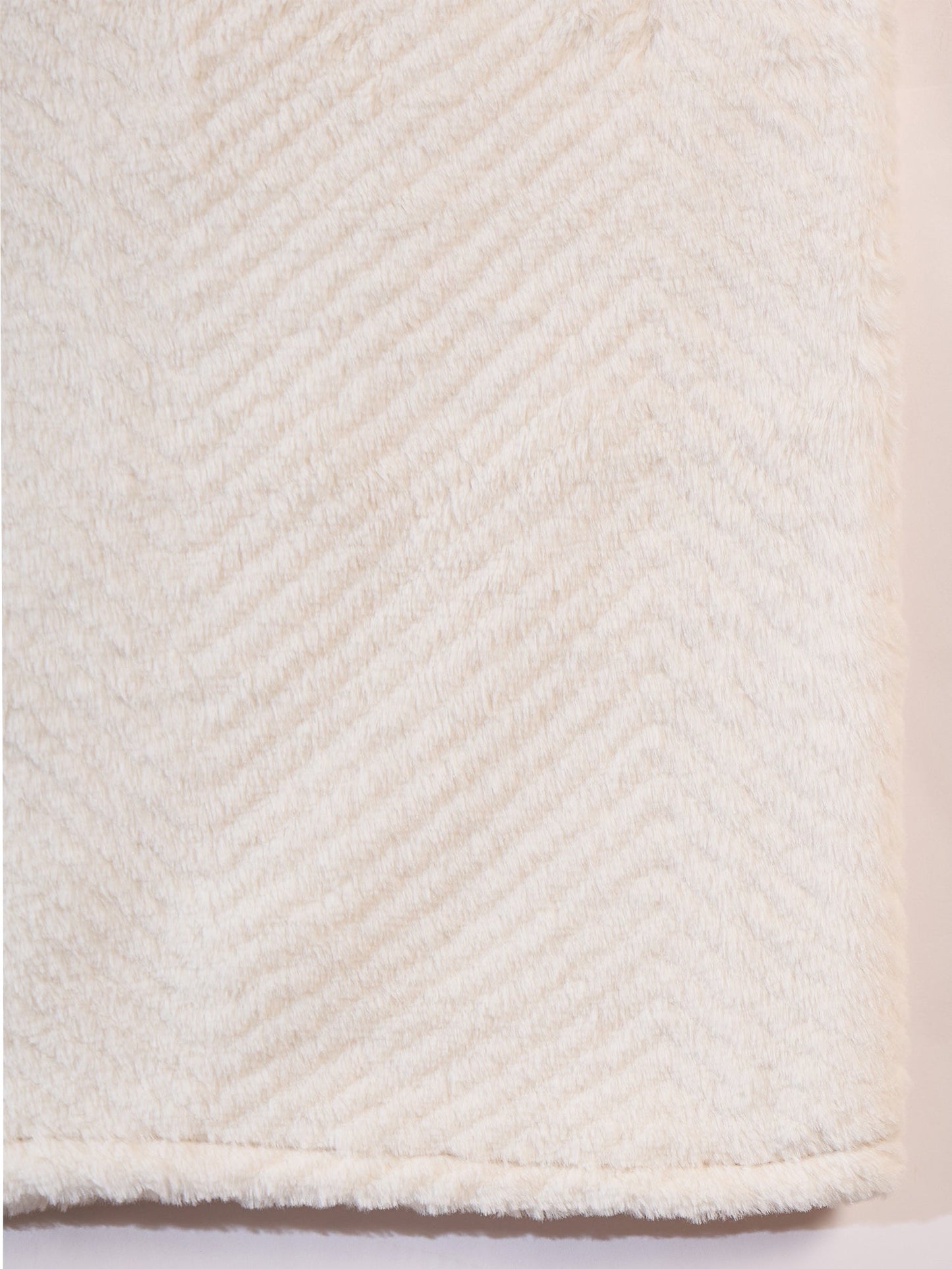 InWeave Cream Striped Rabbit Faux Fur Poncho - Swadesiicart