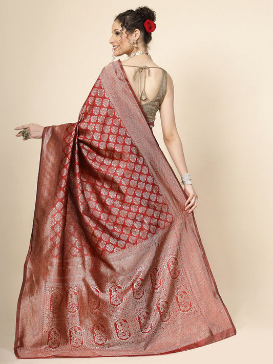 Kalini Ethnic Motifs Woven Design Zari Banarasi Saree | Swadesiicart