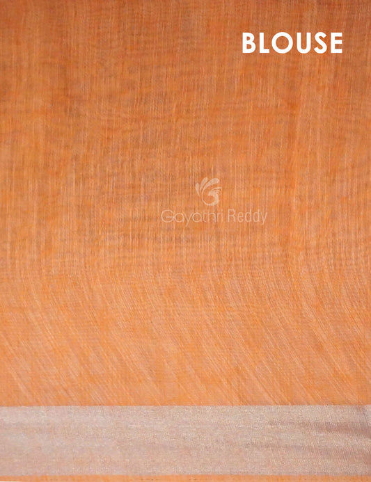 Light Orange Colour Floral Design Semi Chanderi Saree By Gayathri Reddy Designer Studio | Swadesiicart