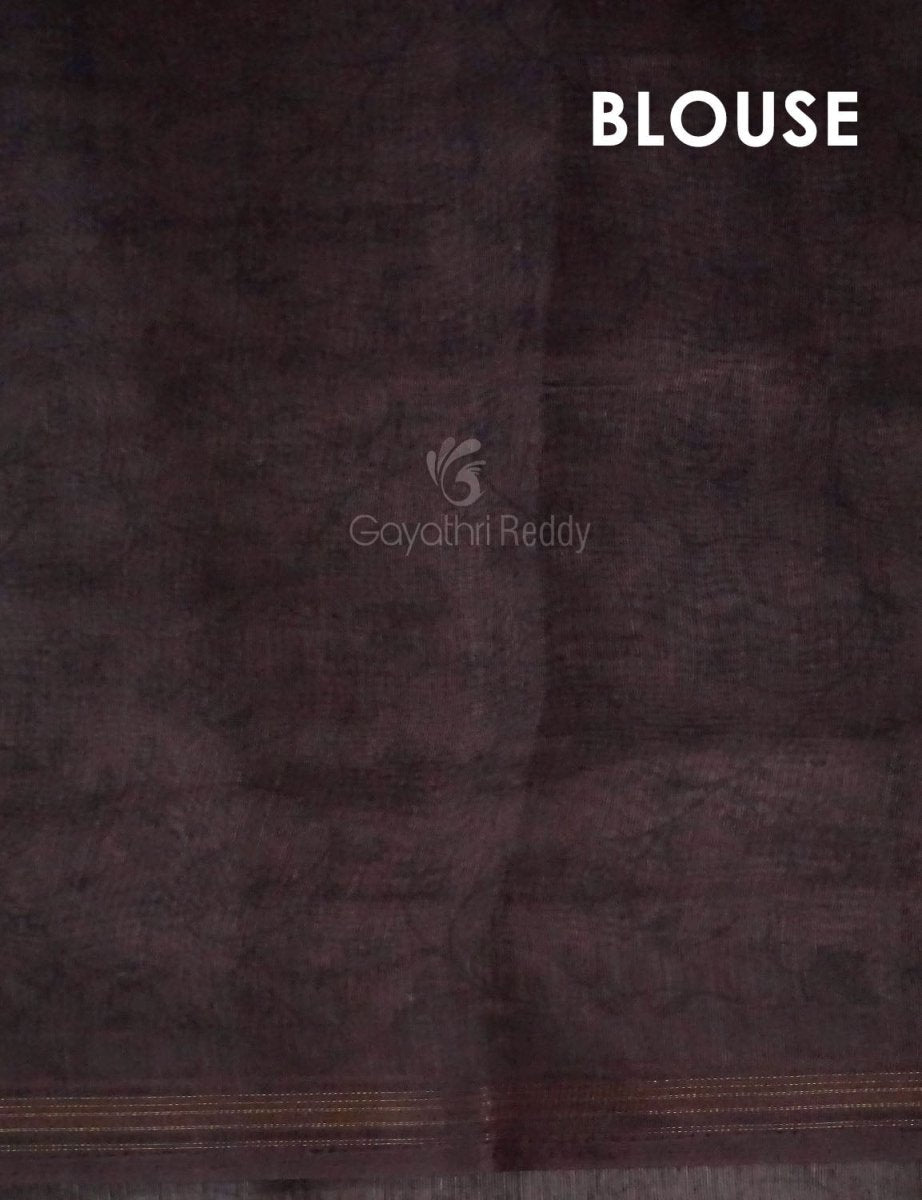 Baby Brown Mix With Pink Floral Design Printed Semi Chanderi Swadesiicart By Gayathri Reddy Designer Studio