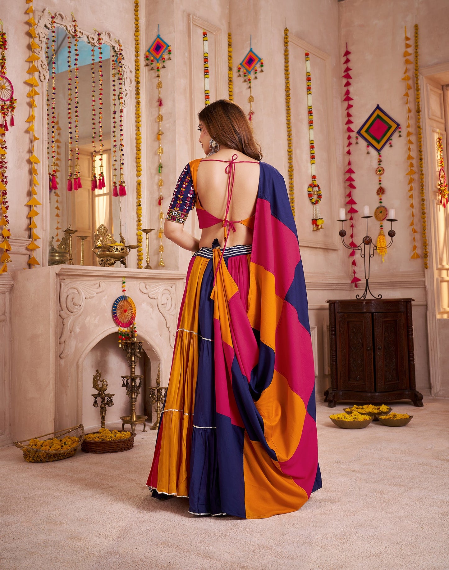 Monjolika Fashion Colorful Designer Viscose Cotton Navratri Chaniya Choli Set - Swadesiicart