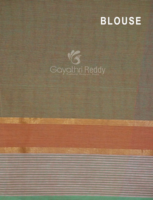 Dual Shades of Aqua Green Pure Mangalgiri Cotton By Gayathri Reddy Designer Studio | Swadesiicart