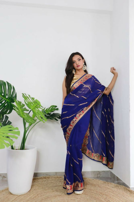 Vamsee Aaradhna Purple Georgette Saree - Swadesiicart