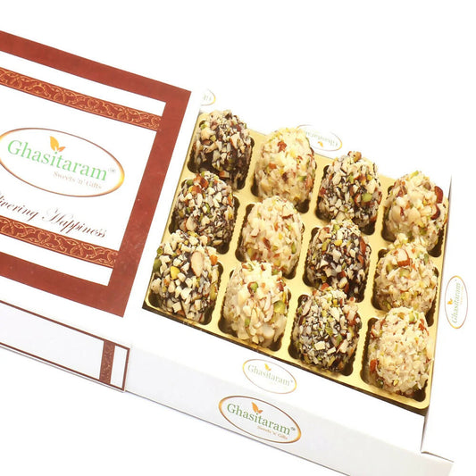 Ghasitaram Chocolate Dryfruit Laddoos In White Box | Swadesiicart