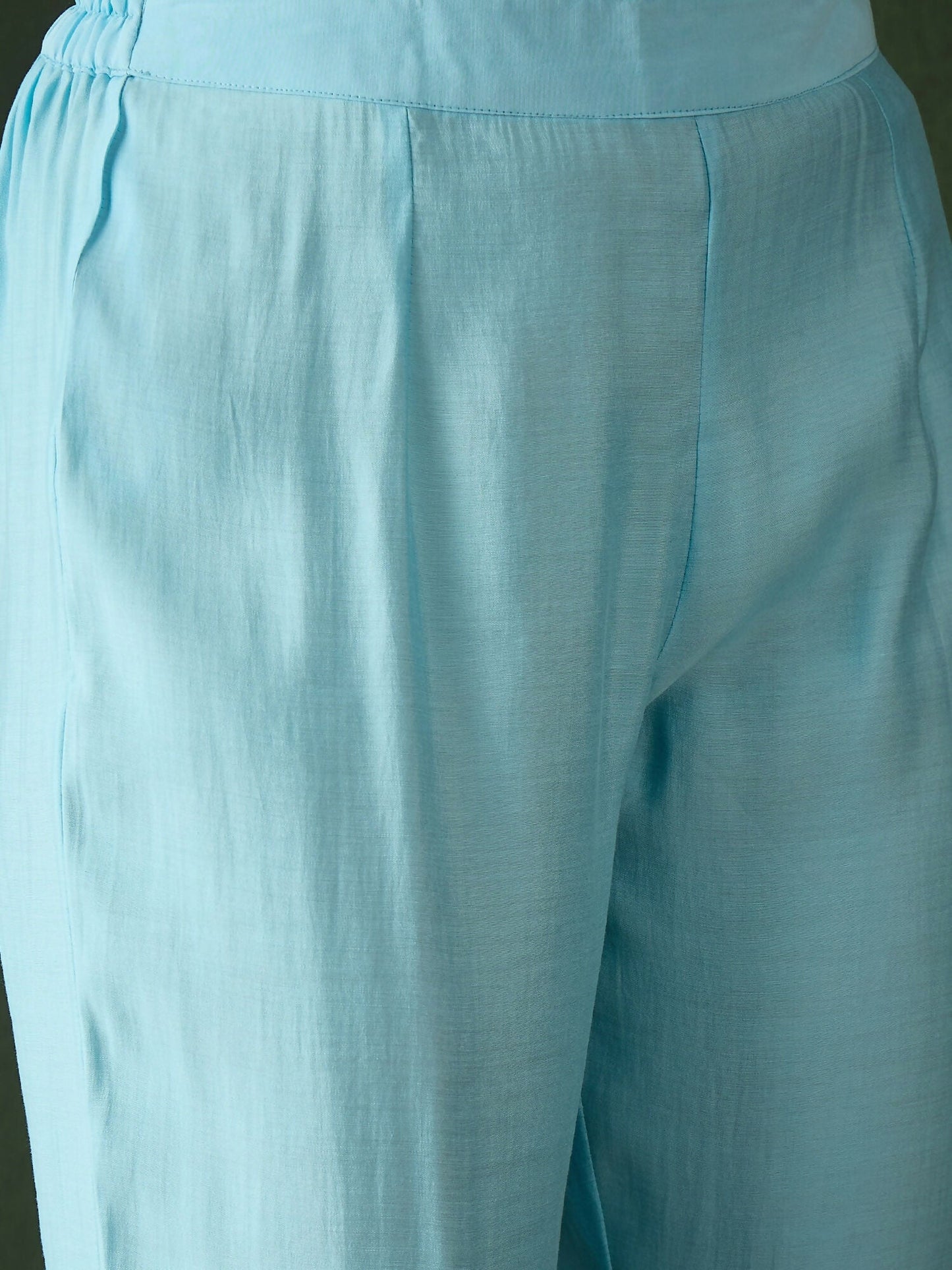 Blue Crystal Organza schiffli embroidery Kurta With Trouser & Dupatta - Bhumi