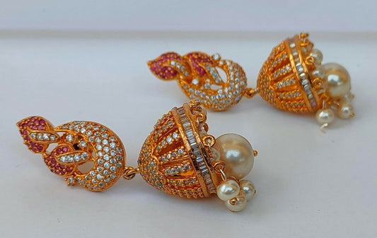 Ad Ruby Designer Jhumkas - Mokshi Collections