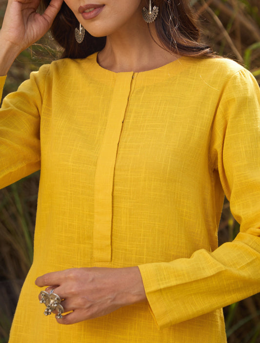 trueBrowns Mustard Cotton Co-ord Set - Swadesiicart