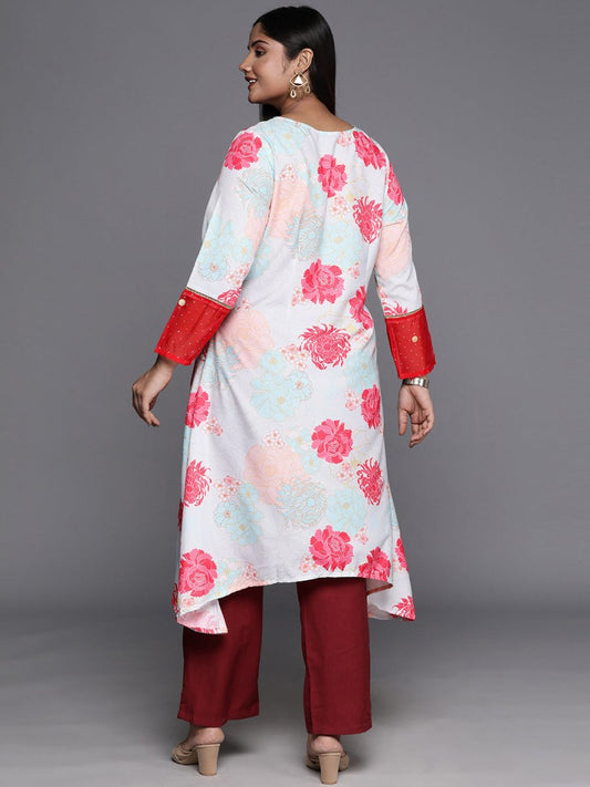 Ahalyaa Plus Size Floral Printed Floral Crepe Kurta | Swadesiicart