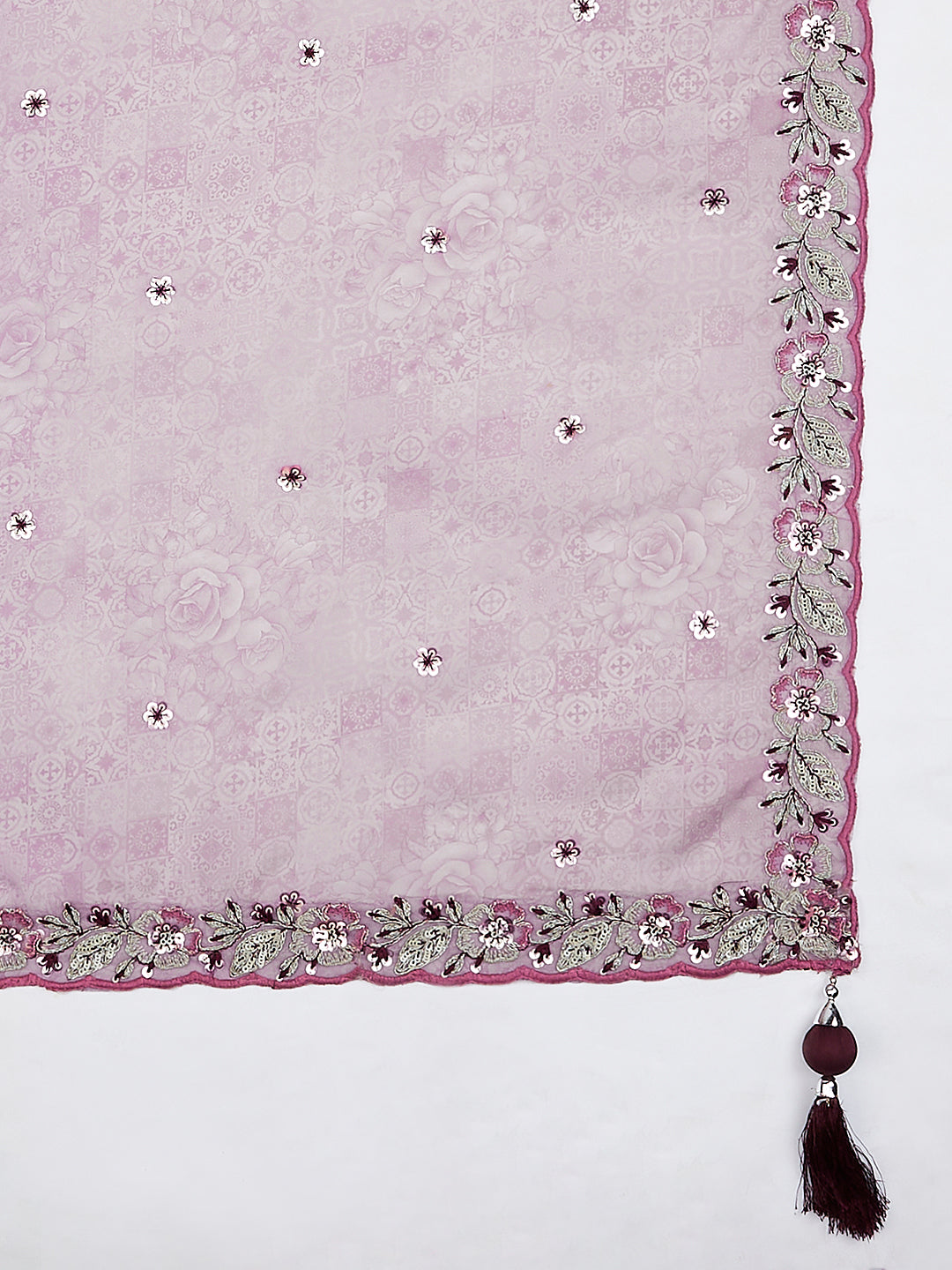 House of Panchhi Burgundy Pure Georgette Sequins And Thread Embroidery Lehenga Choli & Dupatta | Swadesiicart