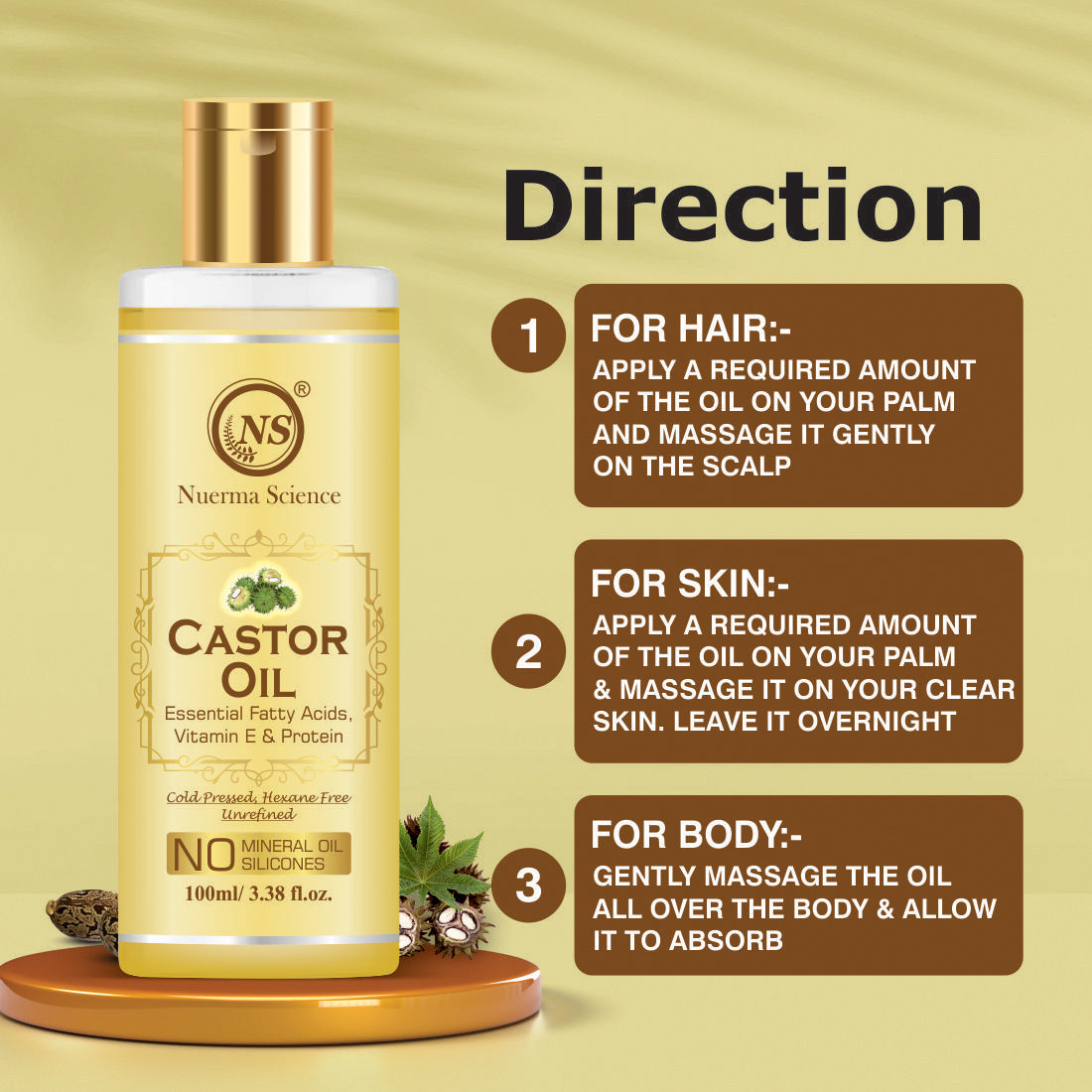 Nuerma Science Castor Oil For Hair & Body | Swadesiicart