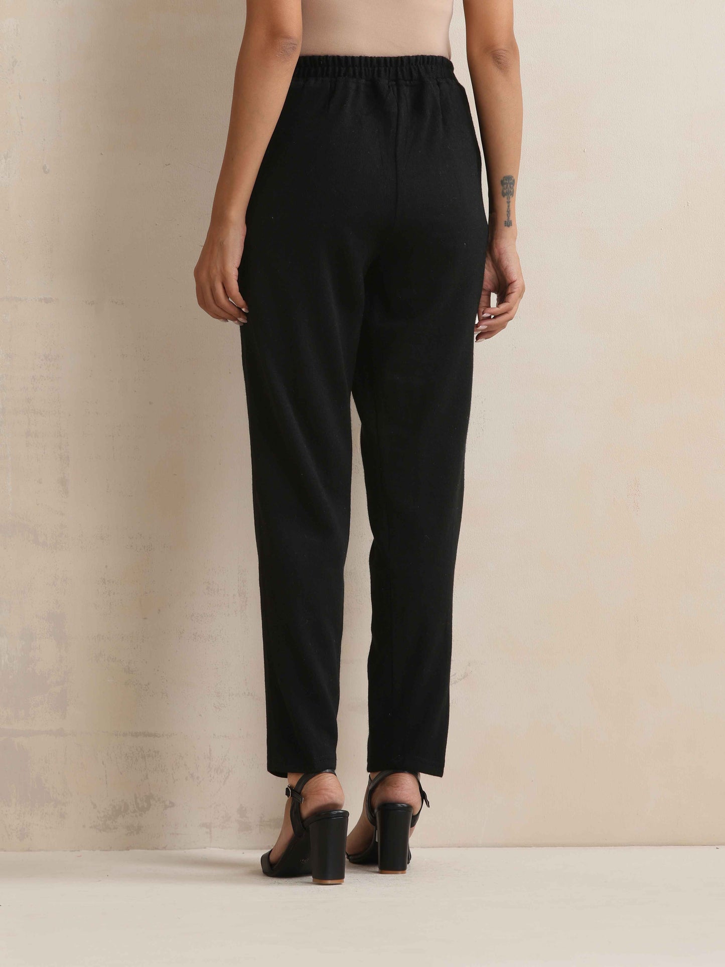 trueBrowns Black Woollen Pants | Swadesiicart