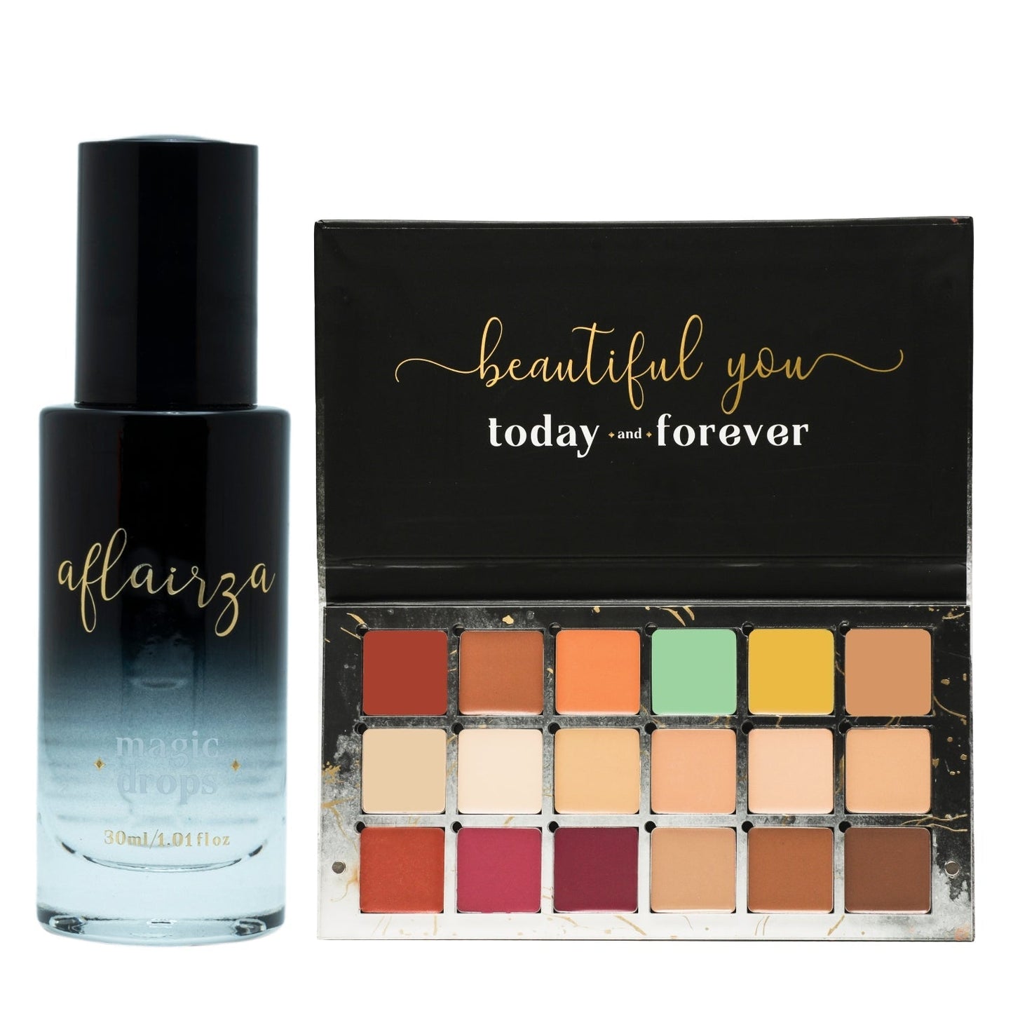 Aflairza Magic Drops + One for All Palette - Waterproof Serum with 4 in 1 Palette Combo