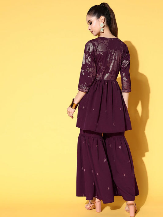 Ahalyaa Women Floral Printed Kurti with Sharara | Swadesiicart