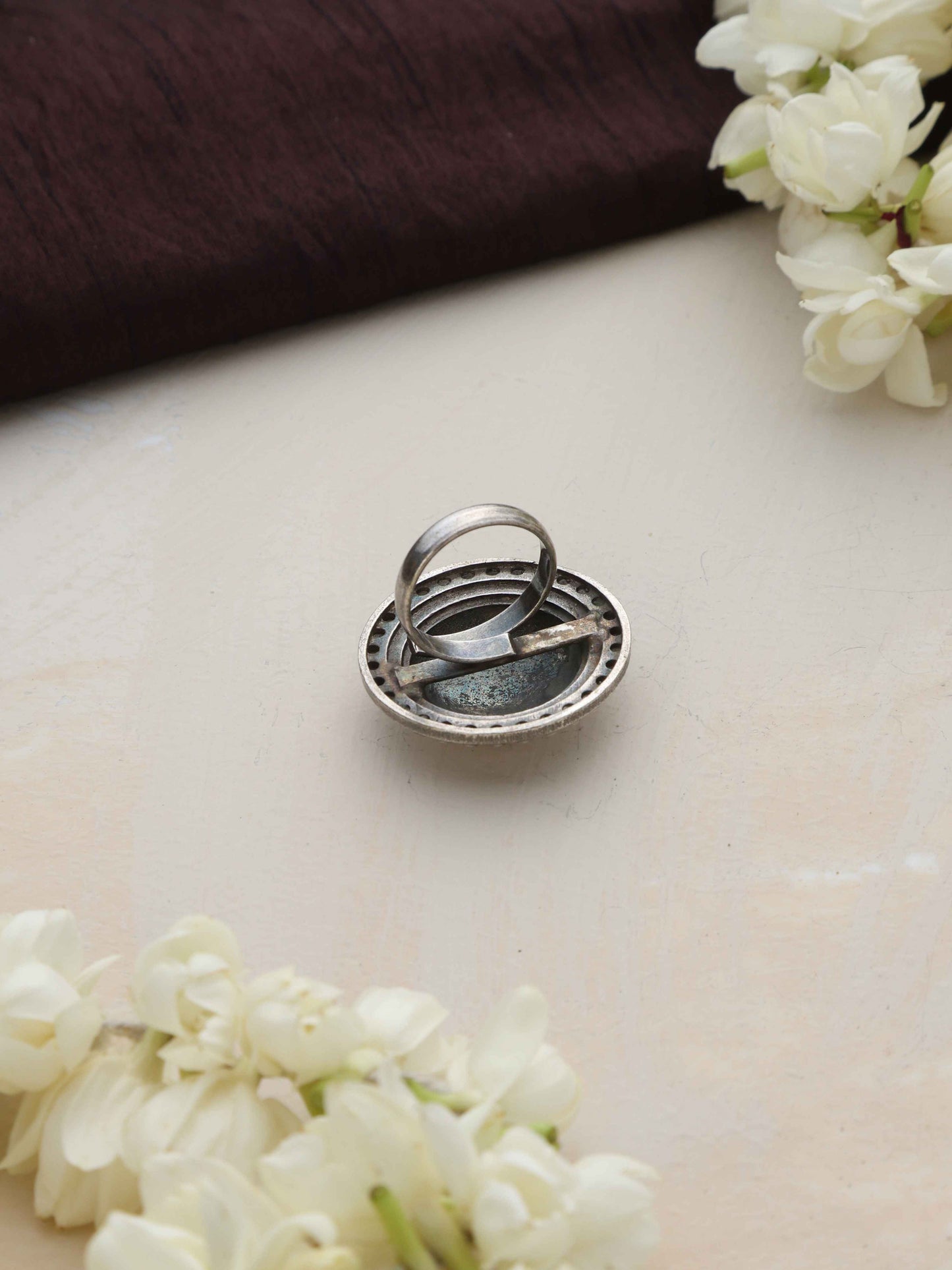 trueBrowns Silver Tone Dome Ring | Swadesiicart