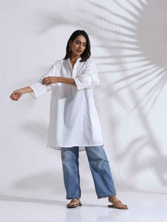 trueBrowns White Unisex Freesize Kurta | Swadesiicart