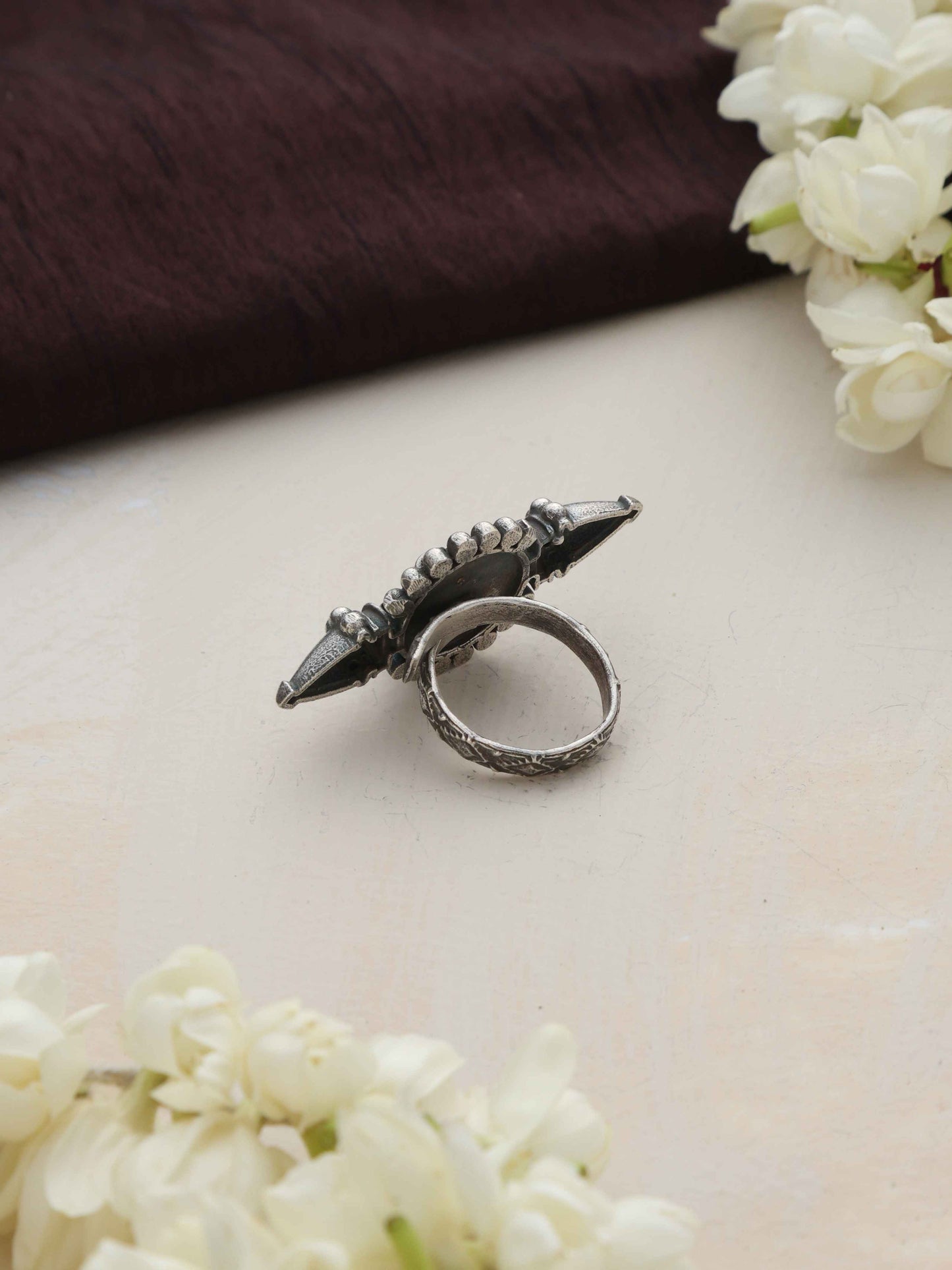 trueBrowns Silver Tone Ghungroo Ring | Swadesiicart