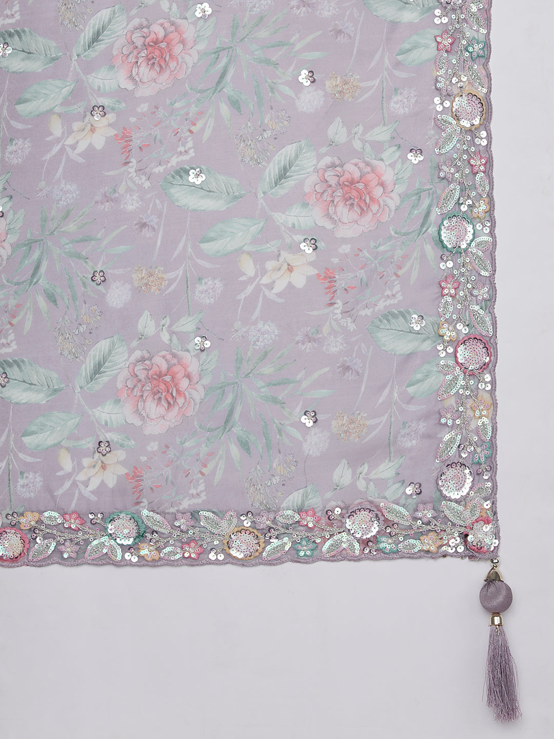 House of Panchhi Mauve Chiffon Sequins And Thread Embroidery Lehenga Choli & Dupatta | Swadesiicart